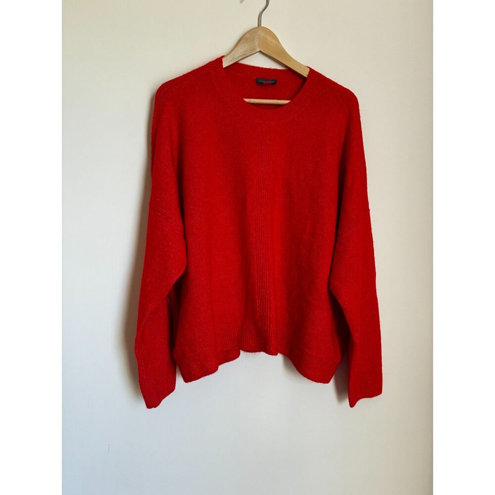 Vince Camuto Women's Crimson Red Center Seam Crewneck Sweater Super Soft XXL